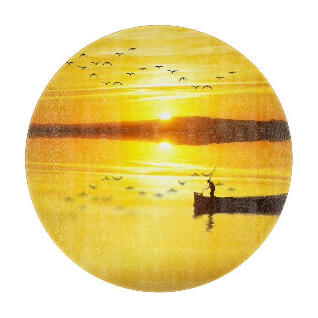 Sunrise Traditional Fishmonger Boat Cutting Board (Front)