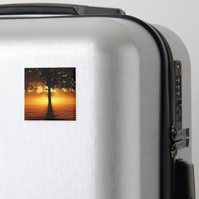 Sunrise, tree silhouette, magnet (In Situ (Luggage))