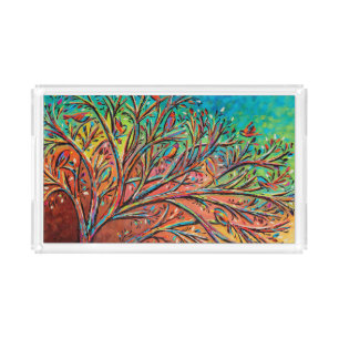 Sunrise Treetop Birds II Acrylic Tray
