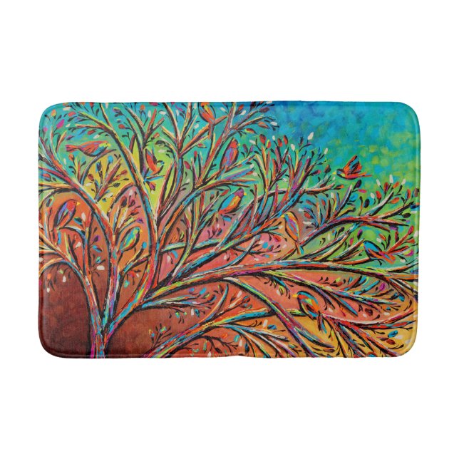 Sunrise Treetop Birds II Bath Mat (Front)