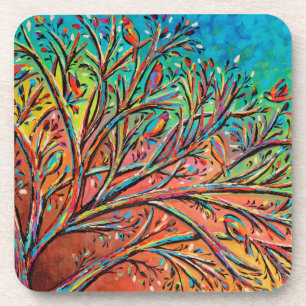 Sunrise Treetop Birds II Beverage Coaster
