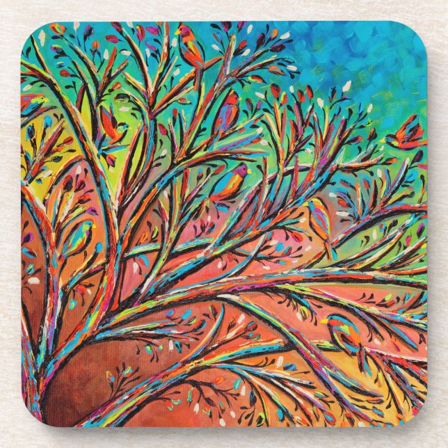 Sunrise Treetop Birds II Beverage Coaster (Front)