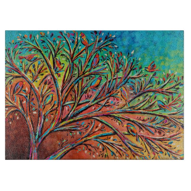 Sunrise Treetop Birds II Cutting Board (Front)
