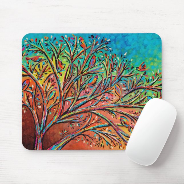 Sunrise Treetop Birds II Mouse Pad (With Mouse)