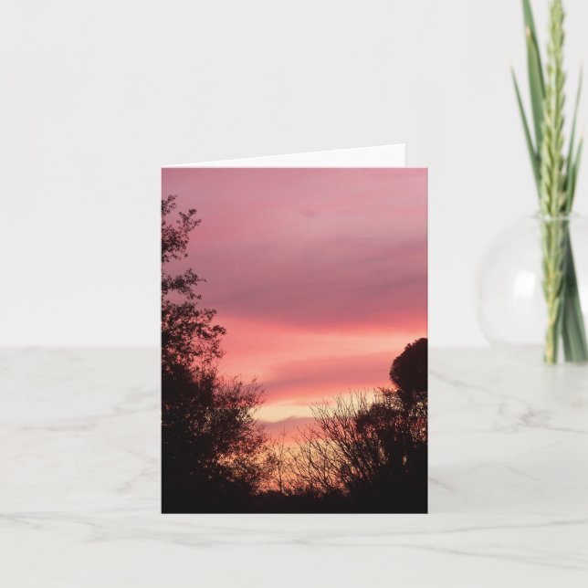 Sunrise turns the clouds red on a blank note card (Front)