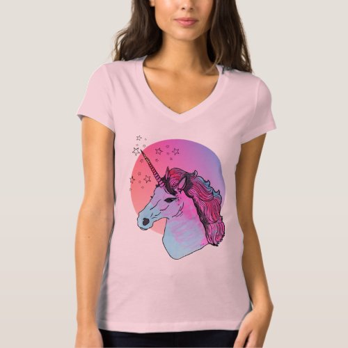 Sunrise Unicorn v_neck tee