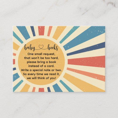 Sunrise Vintage I Retro Sun Book Request Enclosure Card