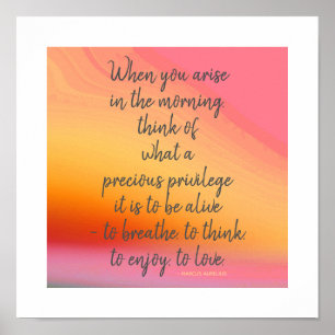 Sunrise Watercolor Inspirational Gratitude Quote Poster