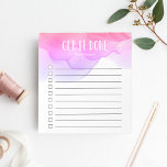 Sunrise Watercolor Personalized To-Do List Notepad<br><div class="desc">Stay motivated and on-task with this chic personalized to-do list note pad featuring "get it done" and your name at the top in white lettering on a colorful sunrise ombre watercolor background. With 10 checkboxes and a cool lined design, this custom notepad makes it easy for you to stay on...</div>