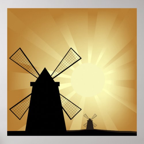 Sunrise Windmills Poster