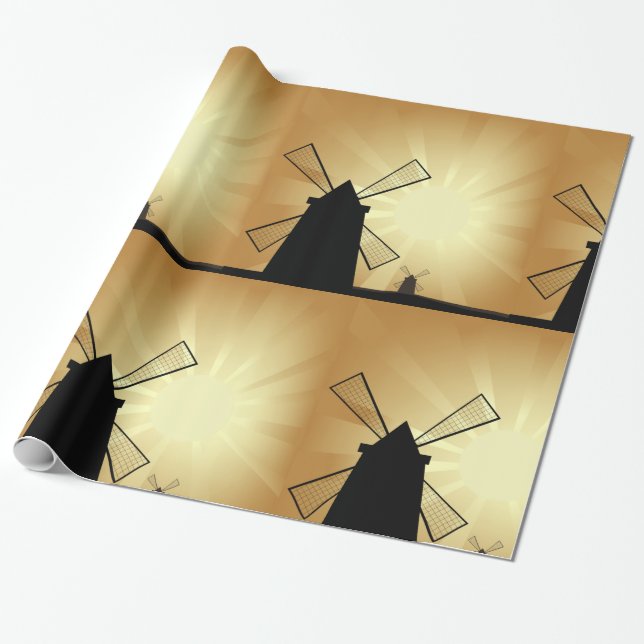 Sunrise Windmills Wrapping Paper (Unrolled)