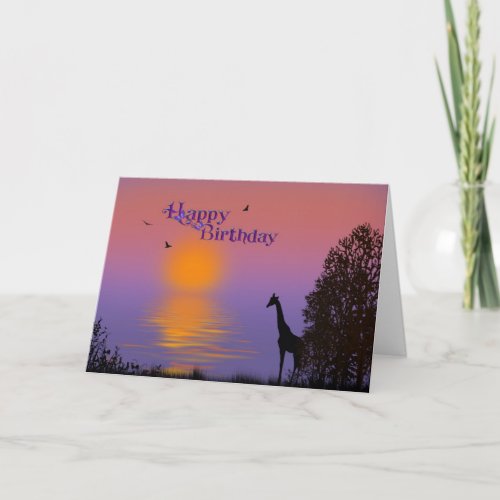 Sunrise with giraffe_Birthday Card