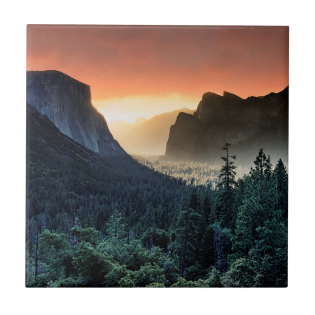 Sunrise | Yosemite National Park Ceramic Tile (Front)