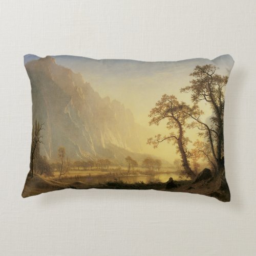 Sunrise Yosemite Valley by Albert Bierstadt Accent Pillow