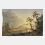 Sunrise, Yosemite Valley by Albert Bierstadt Kitchen Towel