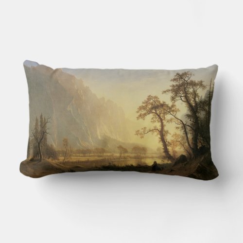 Sunrise Yosemite Valley by Albert Bierstadt Lumbar Pillow