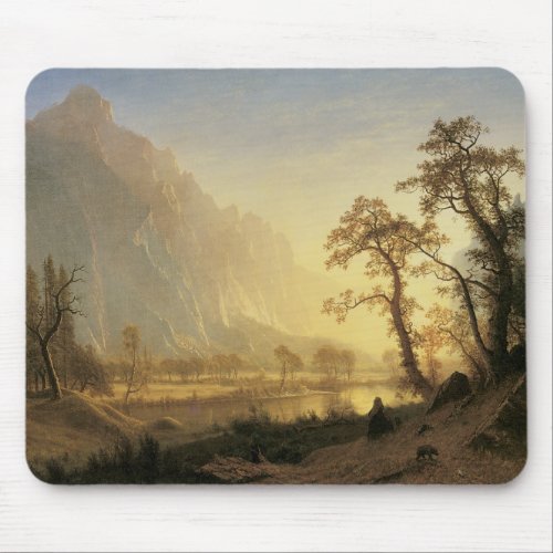 Sunrise Yosemite Valley by Albert Bierstadt Mouse Pad