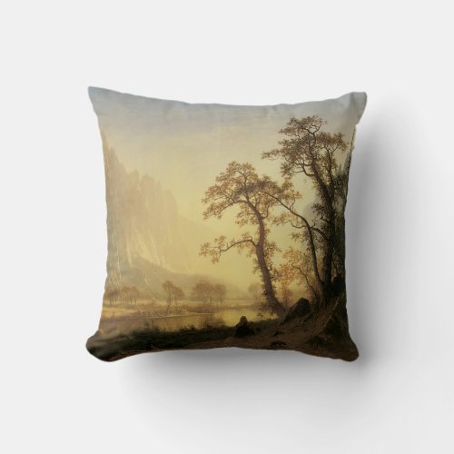 Sunrise Yosemite Valley by Albert Bierstadt Throw Pillow