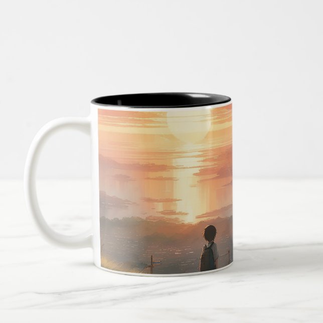 Sunrises and sunsets nature's daily masterpiece Two-Tone coffee mug (Left)