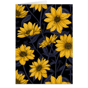 Sunroot, wild sunflower in yellow and blue cards