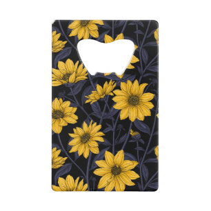 Sunroot, wild sunflower in yellow and blue credit card bottle opener
