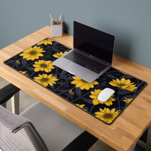 Sunroot, wild sunflower in yellow and blue desk mat