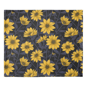 Sunroot, wild sunflower in yellow and blue duvet cover