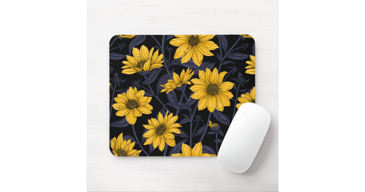 Sunroot, wild sunflower in yellow and blue mouse pad | Zazzle