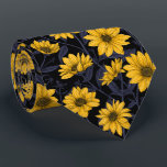 Sunroot, wild sunflower in yellow and blue neck tie<br><div class="desc">Hand-painted vector sunroot flowers,  vector pattern.</div>