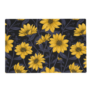 Sunroot, wild sunflower in yellow and blue placemat