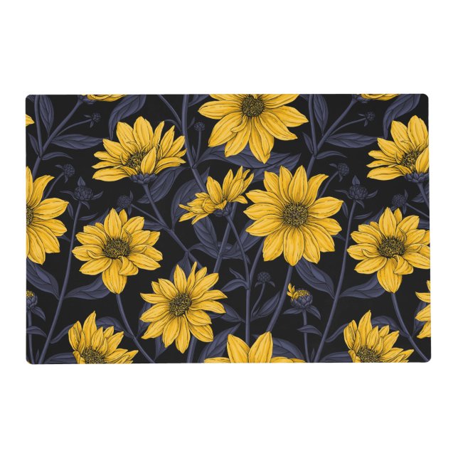 Sunroot, wild sunflower in yellow and blue placemat (Front)