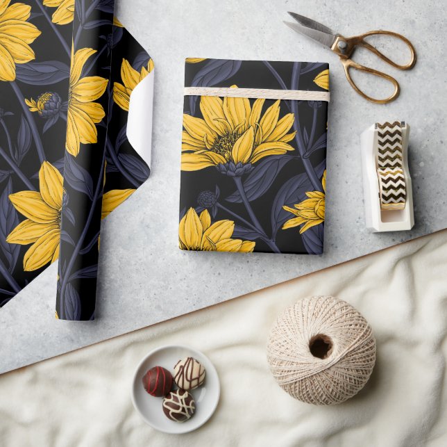 Sunroot, wild sunflower in yellow and blue wrapping paper (Crafts)