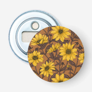 Sunroot, wild sunflower in yellow and brown bottle opener