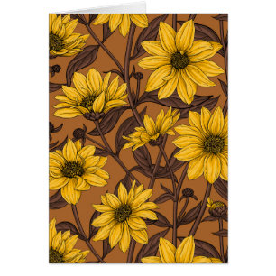 Sunroot, wild sunflower in yellow and  brown cards