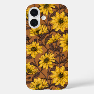 Sunroot, wild sunflower in yellow and  brown iPhone 16 case