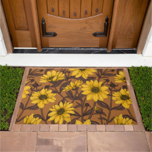 Sunroot, wild sunflower in yellow and brown doormat