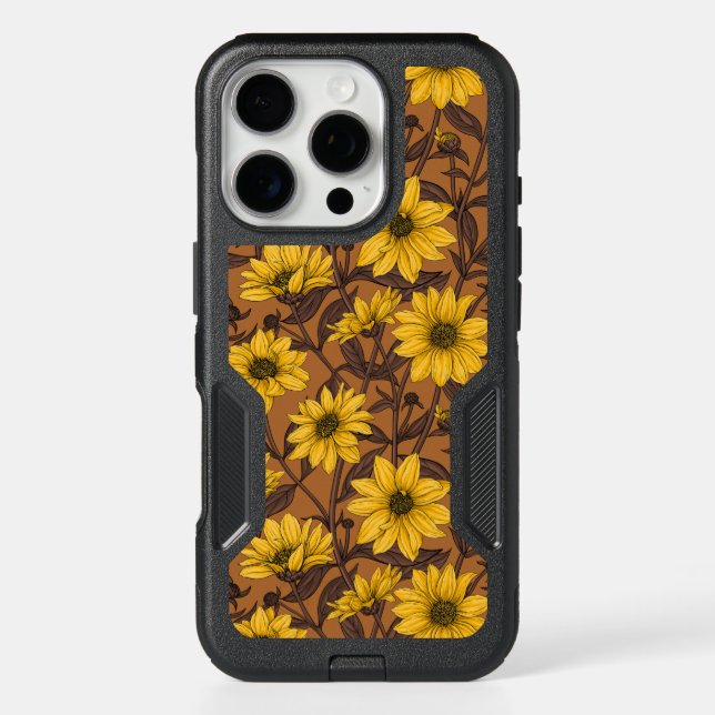 Sunroot, wild sunflower in yellow and  brown otterbox iPhone case (Back)