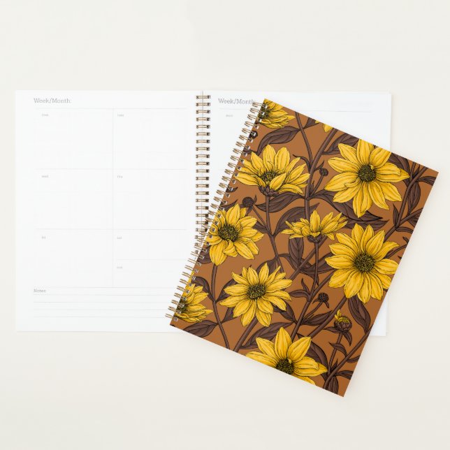 Sunroot, wild sunflower in yellow and  brown planner (Display)