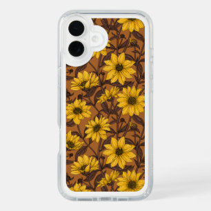 Sunroot, wild sunflower in yellow and  brown iPhone 16 plus case