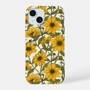 Sunroot, wild sunflower on off white iPhone 15 case