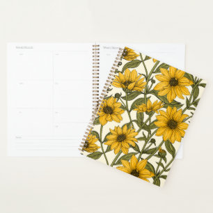 Sunroot, wild sunflower on off white planner