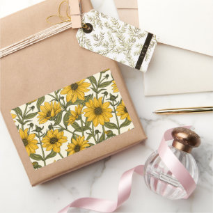 Sunroot, wild sunflower on off white rectangular sticker
