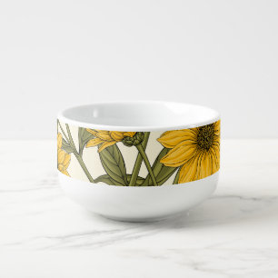 Sunroot, wild sunflower on off white soup mug