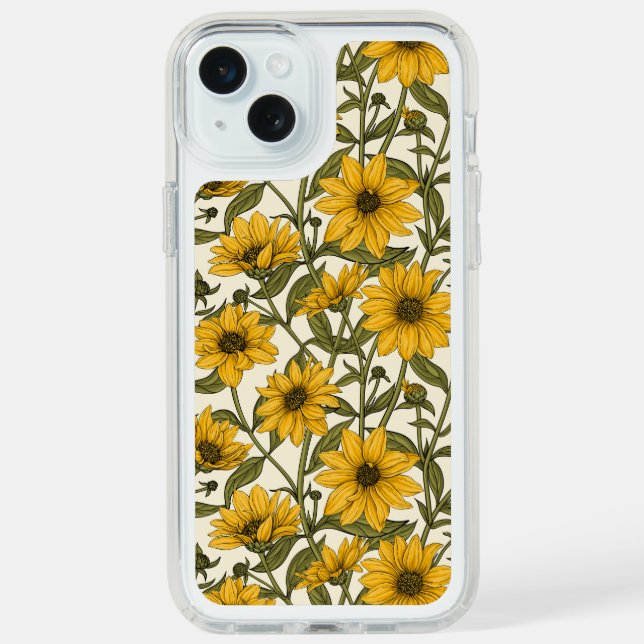 Sunroot, wild sunflower on off white speck iPhone case (Front (White))