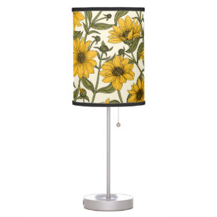 Sunroot, wild sunflower on off white table lamp