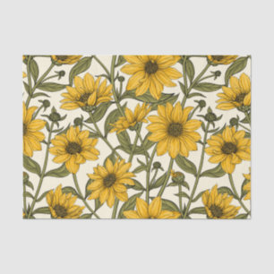 Sunroot, wild sunflower on off white tissue paper