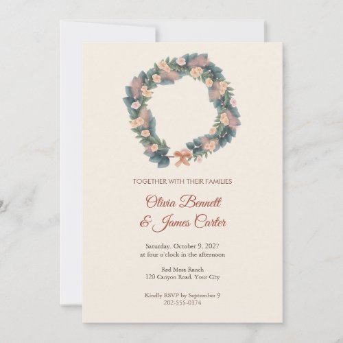 Sunrose Woven Wreath Boho Wedding Invitation