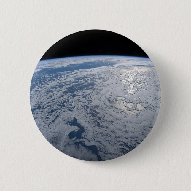 Sun's Glint Beaming On The South Pacific Ocean. Button (Front)
