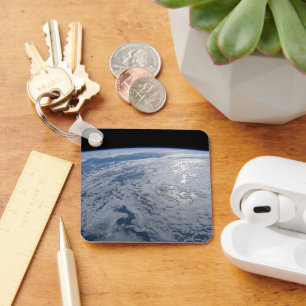 Sun's Glint Beaming On The South Pacific Ocean. Keychain