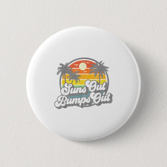 Suns Out Bumps Out Beach Funny Pregnancy Cute Mate Button (Front)
